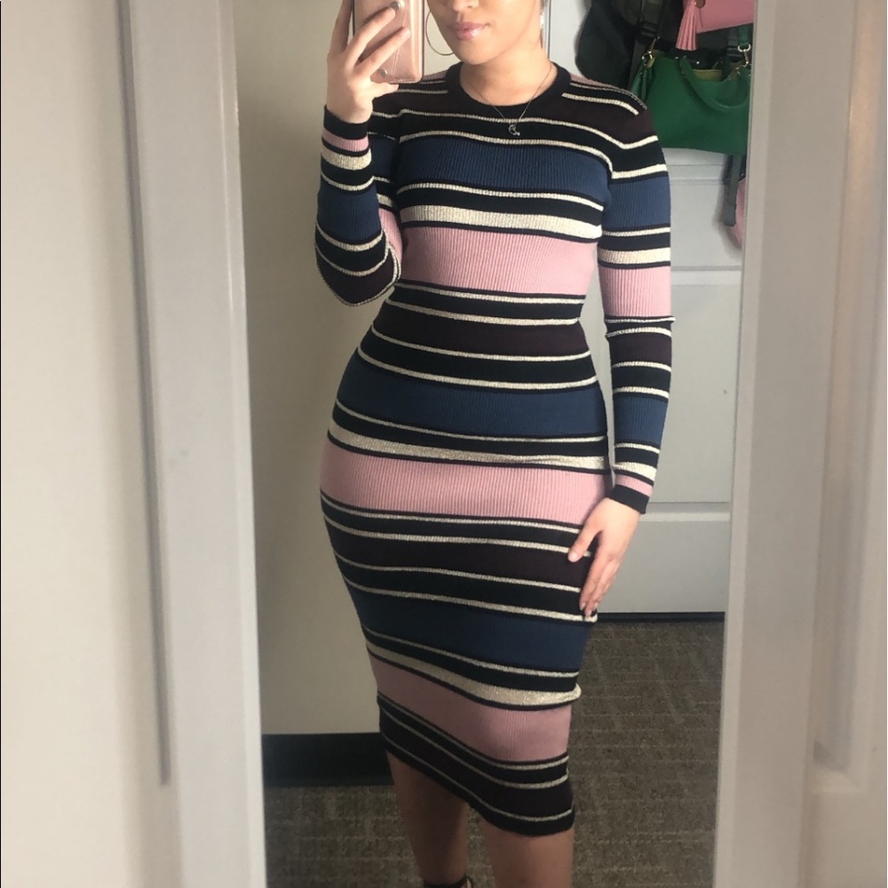 Striped Long Sleeve Sweater Dress